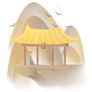 秋天登山观景的古人