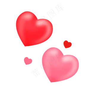 七夕节红色立体3D爱心装饰元素