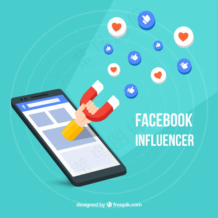 Facebook影响者背景，带有决定性符号和表情符号eps,ai矢量模版下载