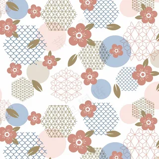 无缝图案复古几何梅花