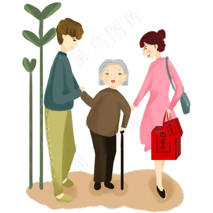 重阳节孝敬老人手绘免抠图(2000X2000(DPI:300))psd模版下载