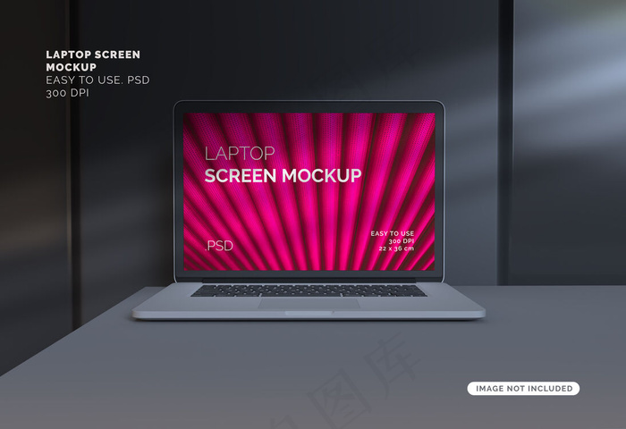 带阴影的笔记本电脑屏幕模型样机psd模版下载