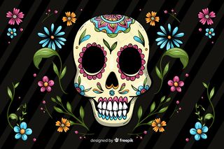 彩色手绘dia de muertos背景