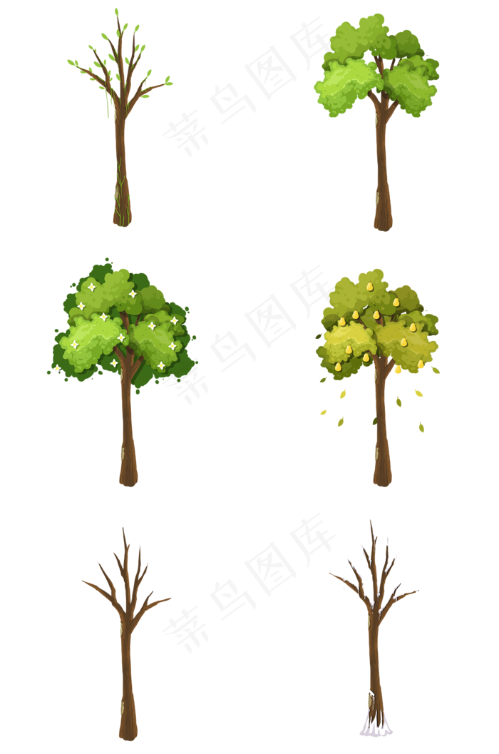 可爱绿色梨树四季(2000X3020(DPI:300))psd模版下载