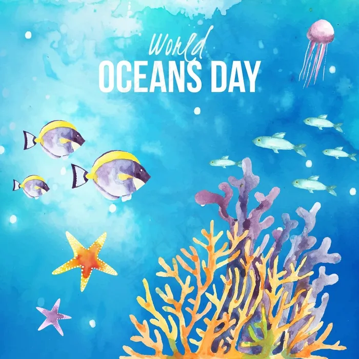 水彩世界海洋日背景eps,ai矢量模版下载
