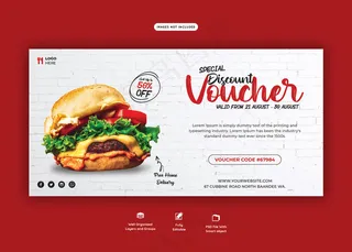 美味汉堡和美食菜单礼品券模板