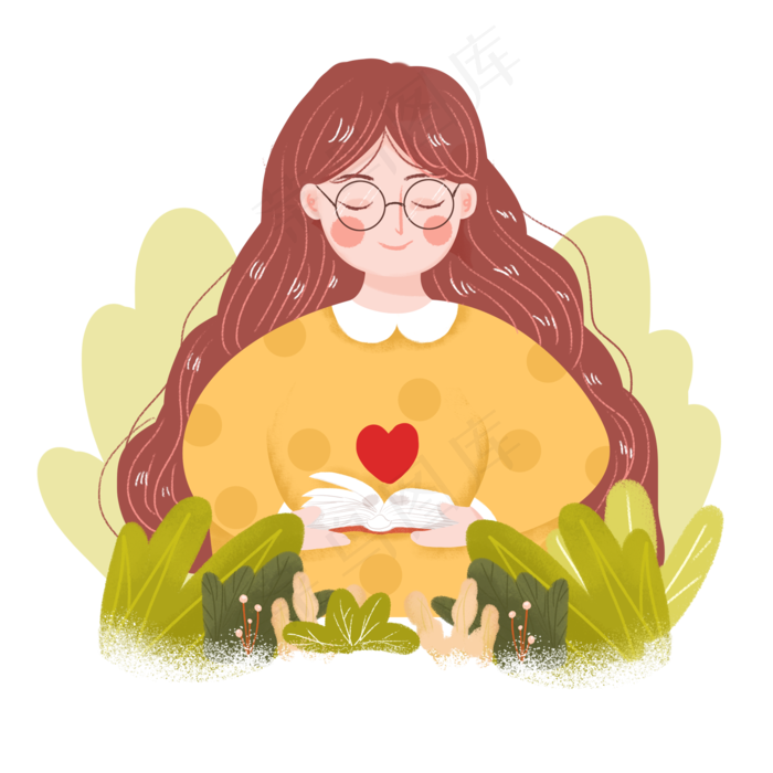 教师节女教师看书png素材