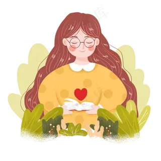 教师节女教师看书png素材