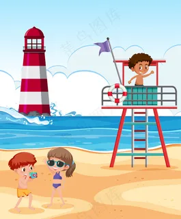 孩子们在海滩上玩耍 孩子们在海滩上玩耍