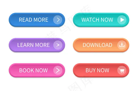 网站和用户界面的一组现代按钮。矢量图标。