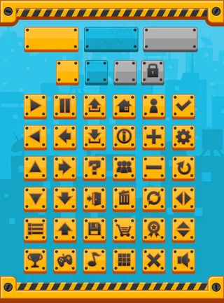 黄色金属游戏按钮