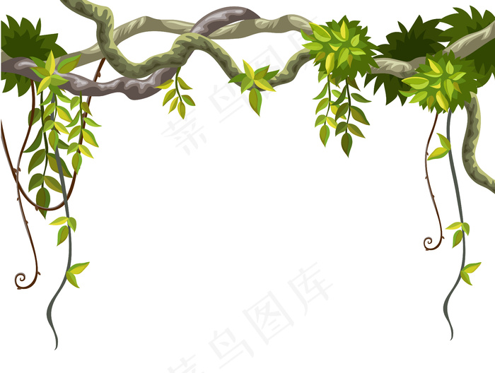 藤本植物枝和热带叶子的框架。eps,ai矢量模版下载