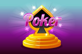 舞台讲台上的扑克和扑克牌符号。一套扑克牌。