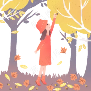 手绘可爱秋日场景