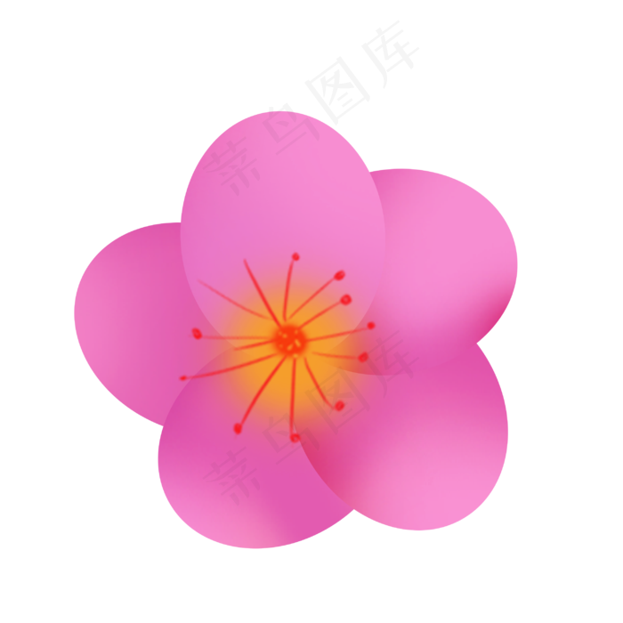 粉色立体梅花桃花png下载(2953X2953(DPI:300))psd模版下载