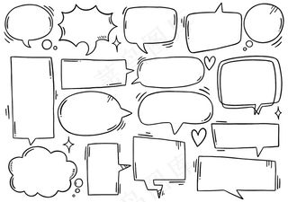 手绘背景集可爱的演讲泡泡涂鸦风格