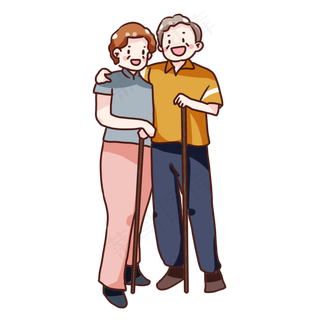 手绘卡通重阳节老人