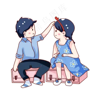 卡通七夕节情侣