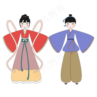 七夕卡通手绘牛郎织女PNG图片