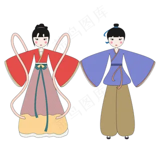 七夕卡通手绘牛郎织女PNG图片