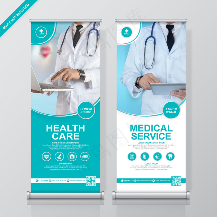 医疗保健汇总和站立横幅banner设计模板eps,ai矢量模版下载