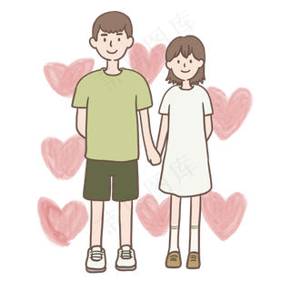 情侣相会求婚七夕情人节手绘免抠