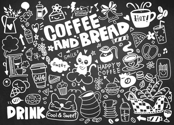美味的手工咖啡和甜点。插图eps,ai矢量模版下载