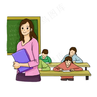 教师节老师和学生们上课手绘卡通