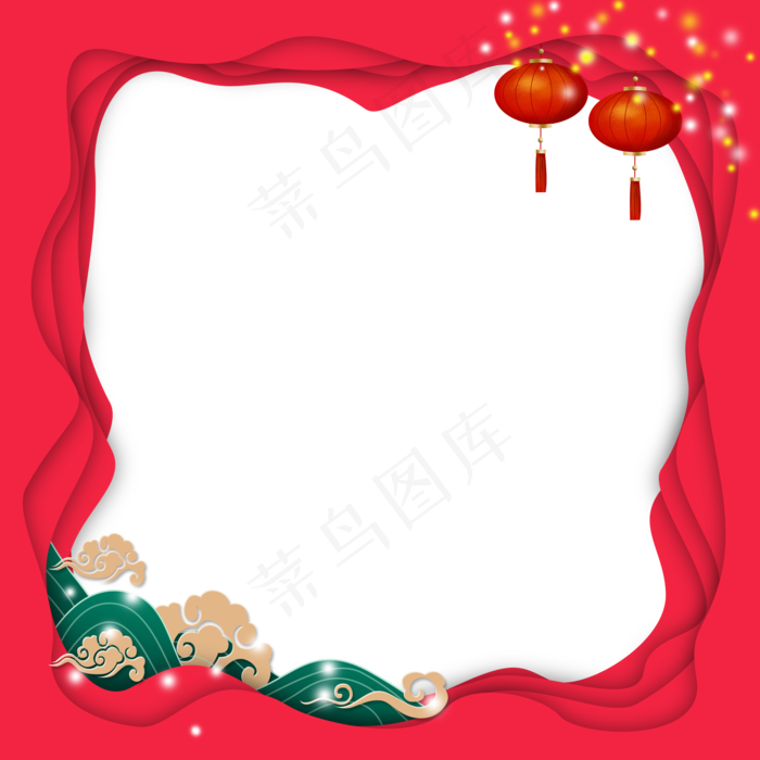 春节立体层次边框,免抠元素(2000*2000px)psd模版下载
