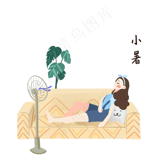 夏季小暑室内休息女孩(2000X2000)