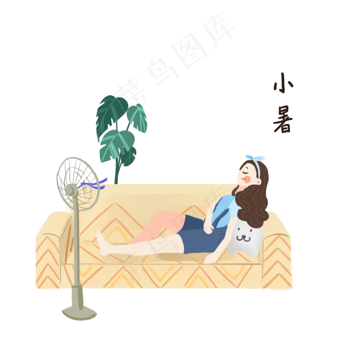 夏季小暑室内休息女孩(2000X2000)