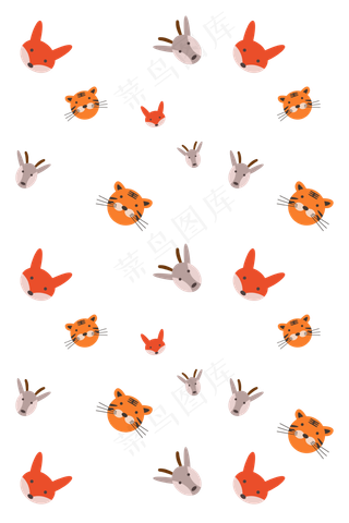 小老虎头底纹装饰,免抠元素