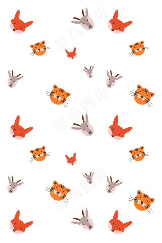 小老虎头底纹装饰,免抠元素