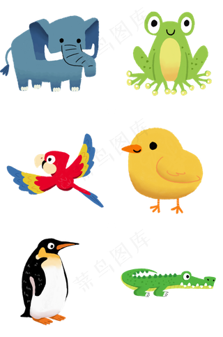 卡通动漫手绘动物,免抠元素