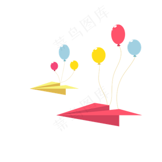 两个飞机气球插图,免抠元素