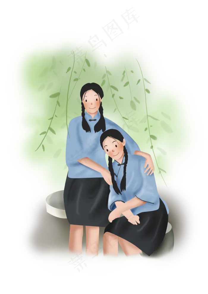 夏至手绘民国女学生(3508X4961(DPI:300))psd模版下载