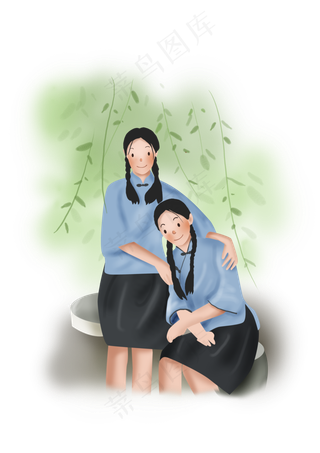 夏至手绘民国女学生