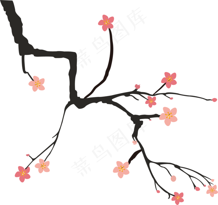 水墨风樱花(2731X2362(DPI:300))ai矢量模版下载