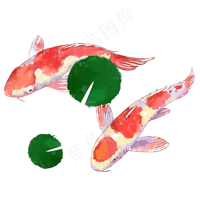 锦鲤水墨画,免抠元素(2000*2000px 300 dpi )psd模版下载