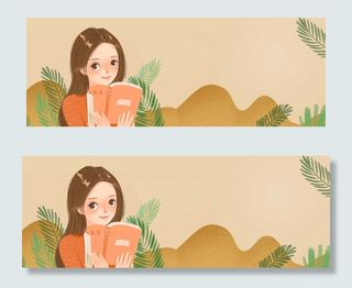 手绘树叶季节banner