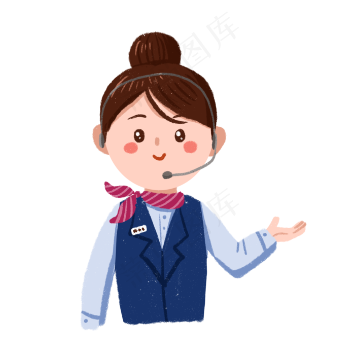 卡通客服职业女性PNG免抠素材,免抠元素