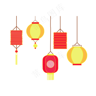 矢量新年灯笼装饰,免抠元素