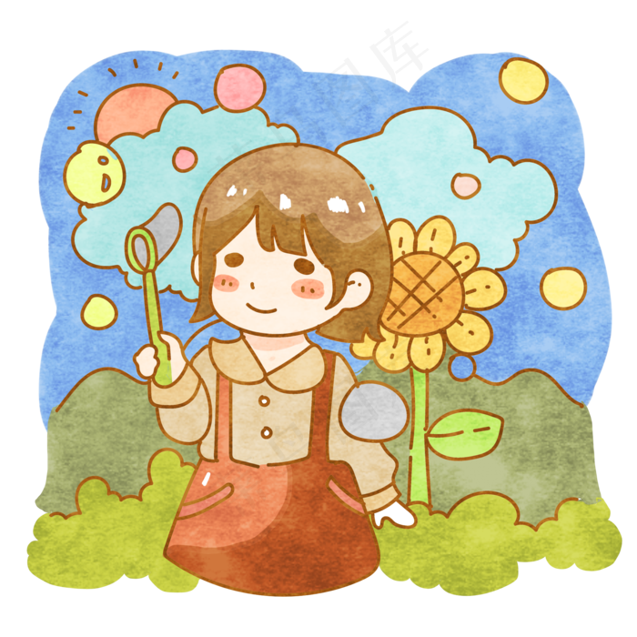 吹泡泡少女