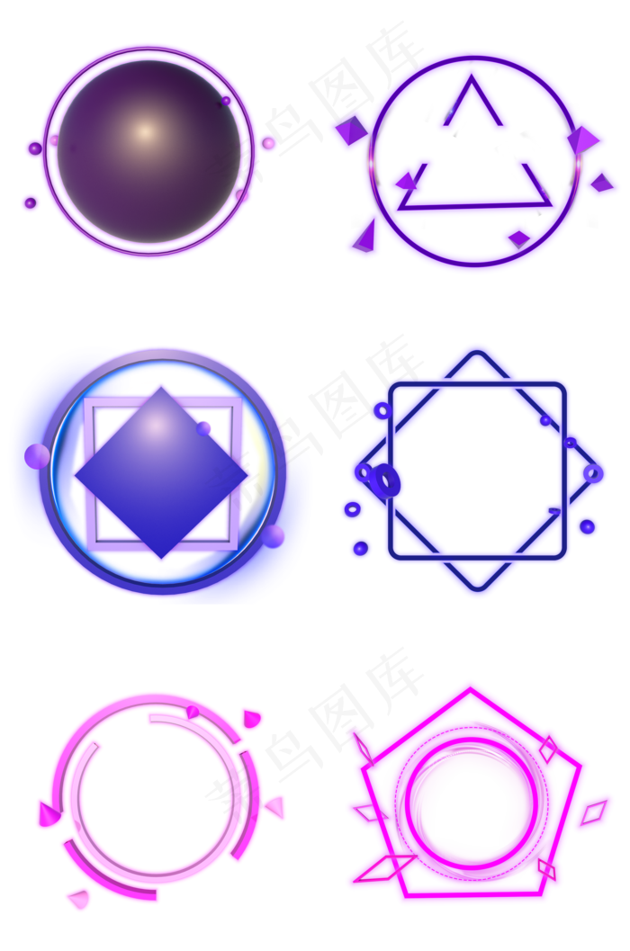 C4D立体促销边框发光边框合集,免抠元素(2000*3020px 300 dpi )psd模版下载