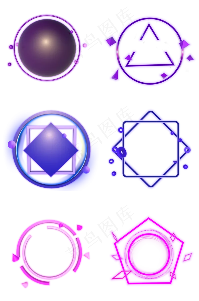 C4D立体促销边框发光边框合集,免抠元素(2000*3020px 300 dpi )psd模版下载