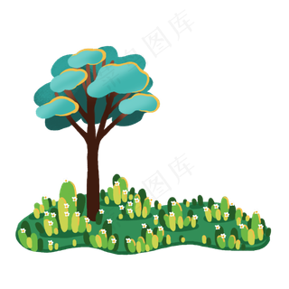 春天树木草地PNG下载