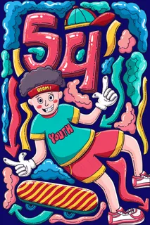 54青年节创意数字涂鸦 54青年节创意数字涂鸦