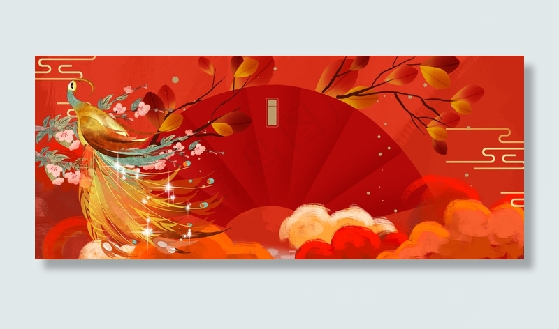 创意复古中式国潮背景合成