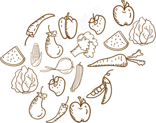 线条风矢量蔬菜水果