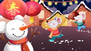 卡通手绘风春节除夕配图